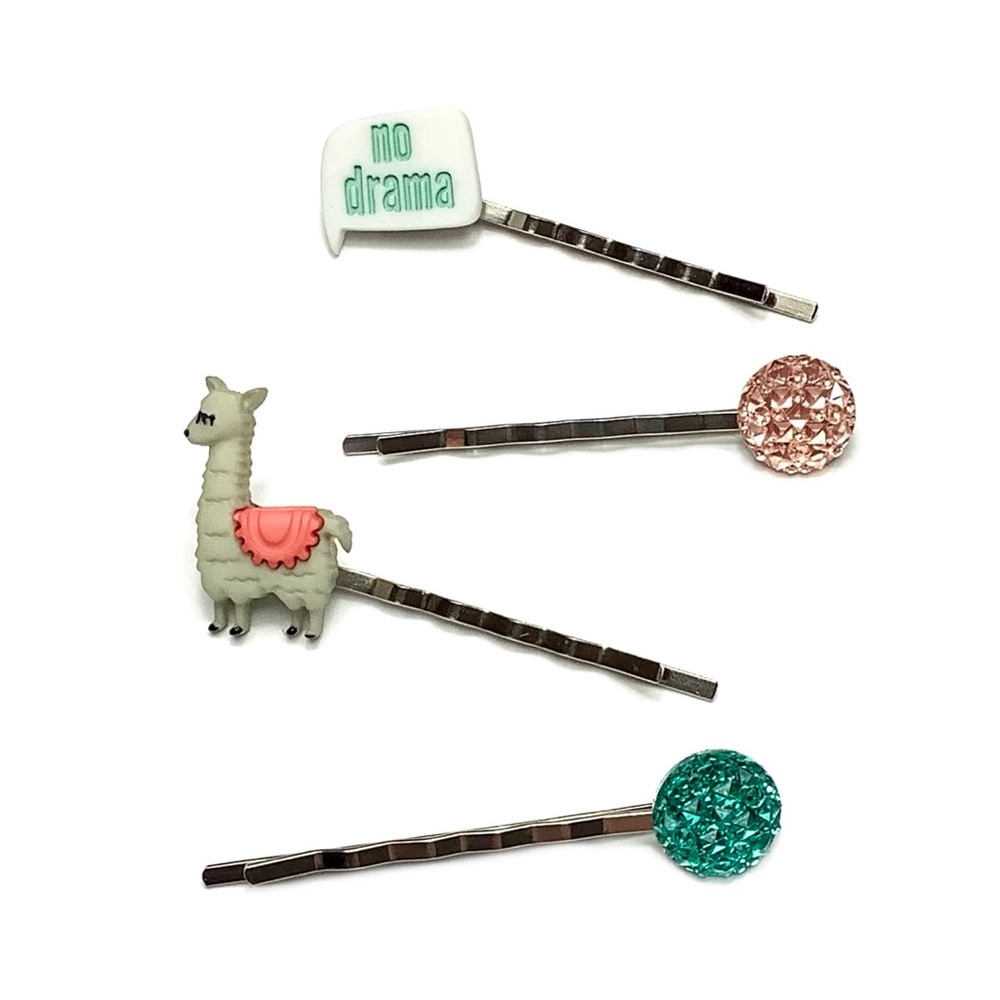 No Drama Llama Bobby Pin Hair Accessory 4pc Set - Picture 5 of 6